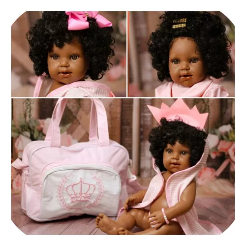 Boneca Bebê Reborn Princesa Negra Original Brinquedo Morena