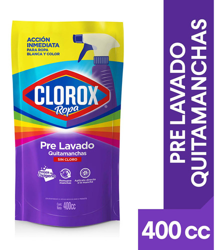 Clorox Ropa Pre Lavado Quitamanchas Doypack 400cc