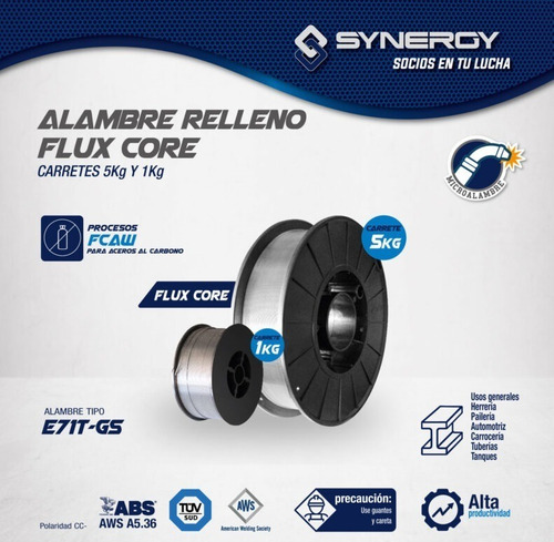 Microalambre Flux Core De 0.030 1kg 4pz Synergy Sye71tgs3001
