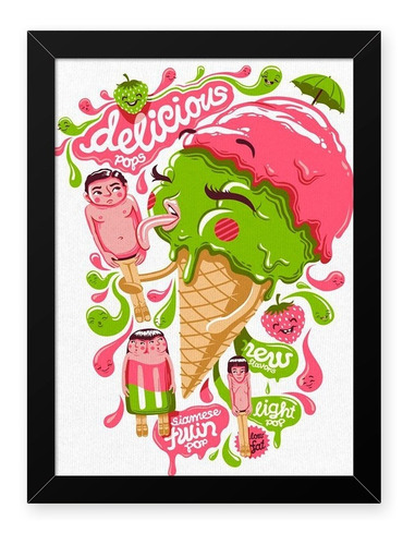 Quadro Sorvete Psicodelico 23x33cm