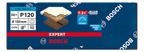 50 Hojas Lija Bosch C470 150mm G120 Cantidad de granos 8