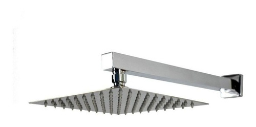 Ducha Inox Quadrada Chuveiro Slim 20x20 Com Braço Quadrado
