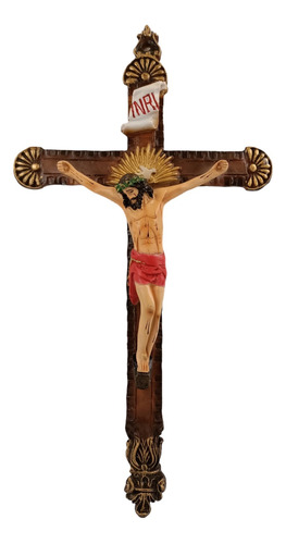 Escultura Cruz Cristo Crucifijo Jesús 55cm Figura De Resina