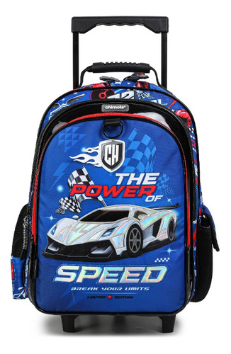 Mochila Con Carro Chimola 16 Pulgadas Autos Carrera Infantil