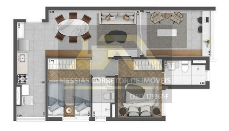 Imagem 5 de 13 de Apartamentos 1 Dormitórios E 1 Vaga - Upper - Brooklim - 42 Metros - 75