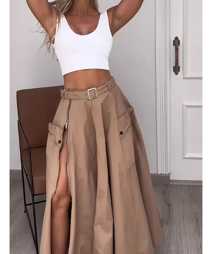 Conjunto Sin Mangas De Dos Piezas Con Chaleco De Falda Con A
