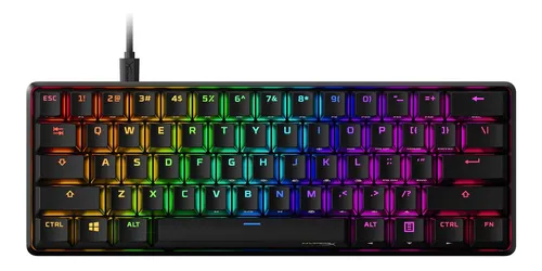 Ejército Escribe un reporte Ninguna Teclado gamer HyperX Alloy Origins 60 QWERTY HyperX Lineal Aqua inglés US  color negro con luz RGB