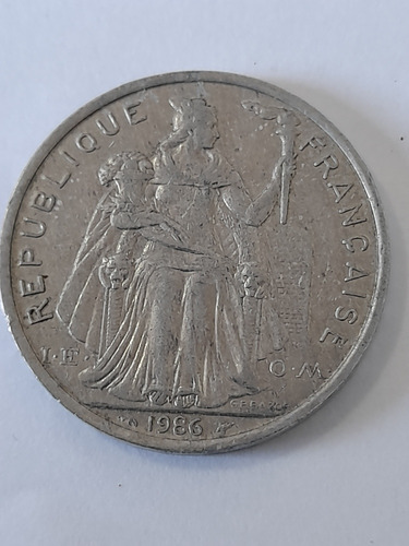 Moneda Polinesia Francesa 5 Francs 1986(x895