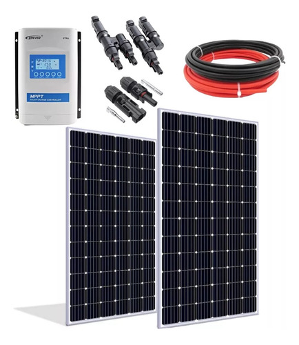 Kit De Energia Solar 2 Placas 280w + Controlador 40a Cabo 5m