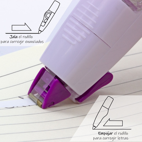 Imagen 4 de 6 de Corrector En Cinta 2 En 1 Blíster Violeta 1 U-ztp205bp-m2