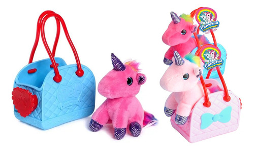 Mini Mascota Peluche Unicornio Con Carterita