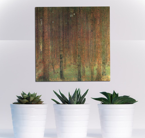 Vinilo Decorativo 45x45cm Klimt Pine Forest Bosque Pintor