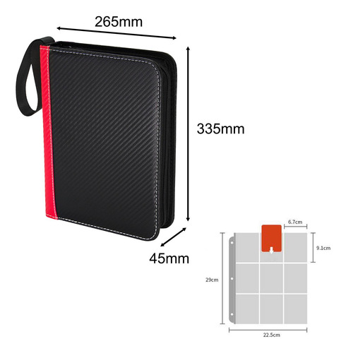 Carpeta De Colección De Tarjetas, 9 Bolsillos, Carpeta Rojo