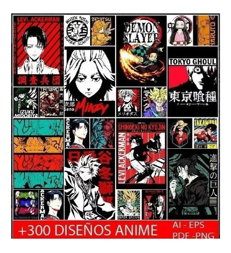 300 Plantillas Sublimación Anime Franelas Camisetas Playeras