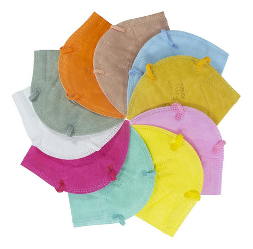 10 Cubrebocas Kn95 para Adultos marca Tomods Certificado Con 4 Capas de Protección. Mascarilla Fabricada en Polipropileno, Algodón y Elástico, Desechables. Mixto Color Pasteles