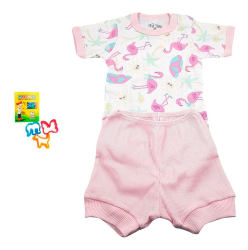 Kit Body Bebê Infantil Branco Rosa Baby Duck D45 Com Brinde