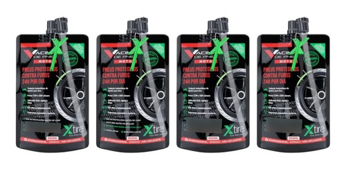 4 Vacinas Xtire Blindagem Anti Furo Pneu Moto 250ml Original