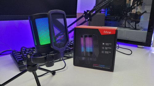 Microfone Condensador Gamer Led Usb Com Pop Filter E Tripé !
