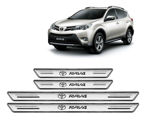 Soleira Platinum Toyota Rav4 1998 A 2020 4 Peças Prata Sp104