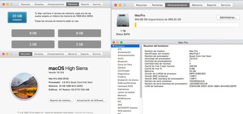 Mac Pro 2010 Xeon Quad Core 2.8 + Ram 20gb + 1tb (Usado)