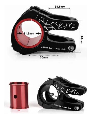 31,8/35mm Mtb Manillar Curto Vástago Bicicleta Montaña
