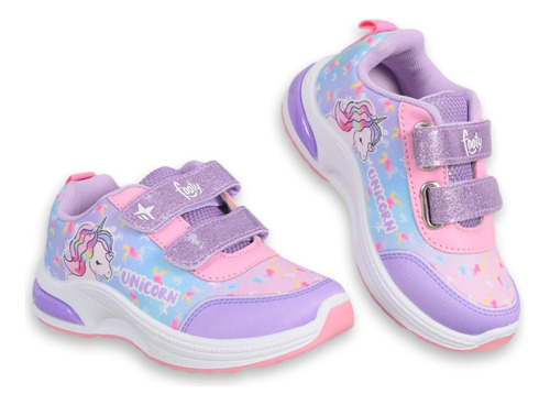 Zapatillas Nenas Footy Pop 678 Con Luz Al Pisar Unicornio