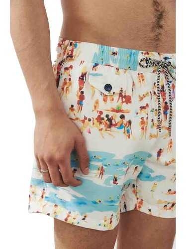 Short De Baño Poliéster Hombre Bensimon Playa Blanco Pre