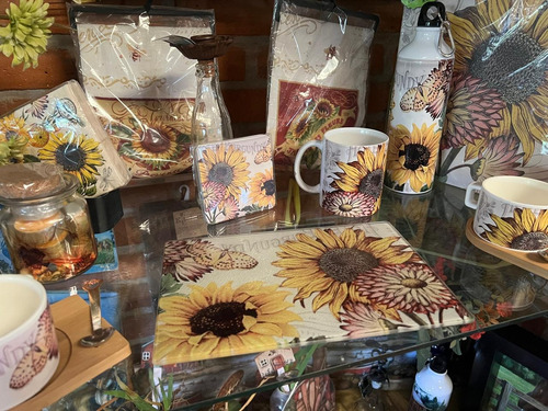 Tabla Para Picar Chica Vidrio Templado Girasoles Girasoles Blanco