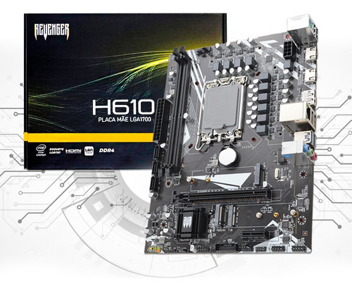 Placa Mãe Lga1700 Chipset Intel H610 Ddr4 Lan 100 64gb Usb Cor Preto