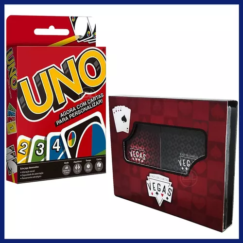 Jogos De Carta Uno + Baralho Duplo De Plástico Kit 2 Peças