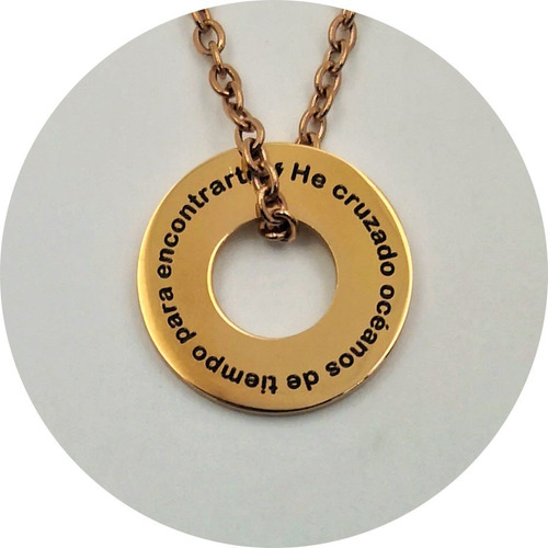 Imagen 2 de 7 de Collar Acero Inox Dije Grabado Láser Personalizado 1020