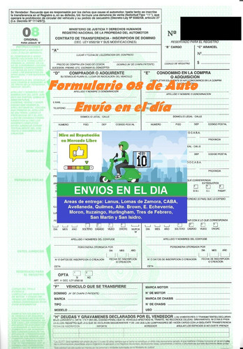 Formulario 08+04 Automotor.envios En El Día(verificar Zonas)