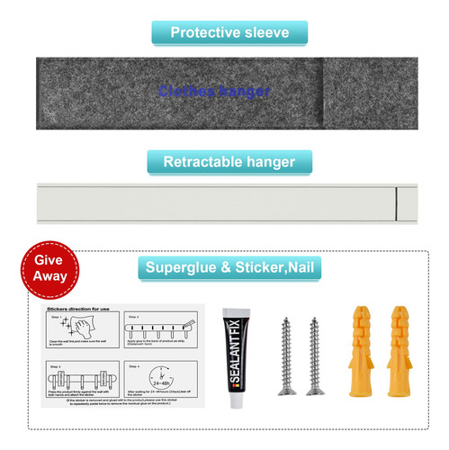Tendedero De Ropa Retráctil Ithywat Space Saver Wall Mou