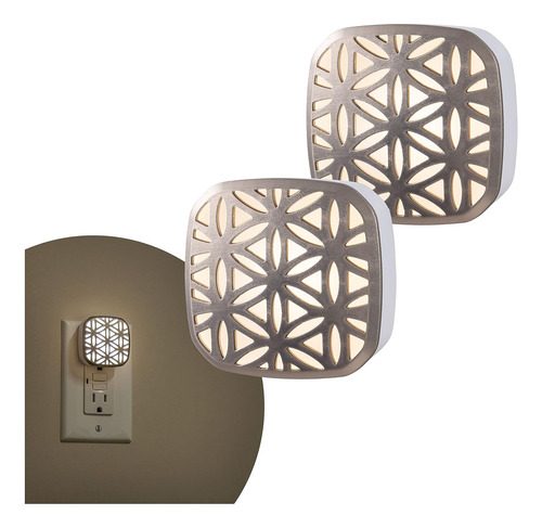 Luz Nocturna Led Con Sensor De Atardecer Y Diseño Floral