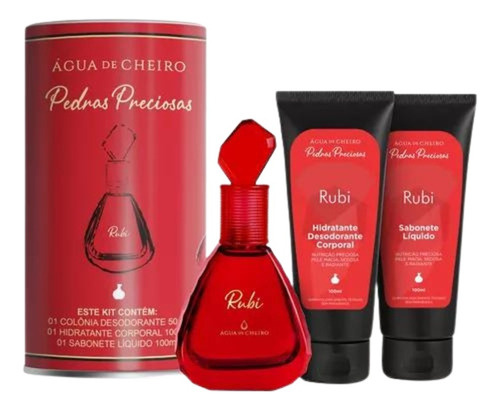Água De Cheiro Pedras Preciosas Rubi - (deo Colônia 50ml + Corporal 100ml + Sabonete Líquido 100ml + Lata Embalagem Especial) Volume Da Unidade 50 Ml