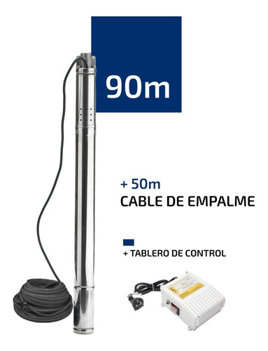 Imagen 1 de 9 de Bomba Sumergible Pozo Napa 4 PuLG 1,5 Hp 6500l Tablero Cable