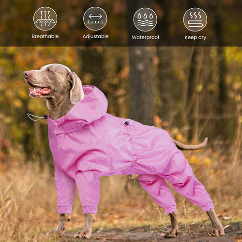 Chubasquero Para Perros Beagle Collie Chaqueta Impermeable Rosado