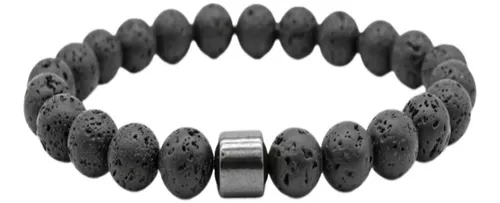 Pulsera De Mancuernas Piedra De Hematita Fitness Pesas Gym – Negro