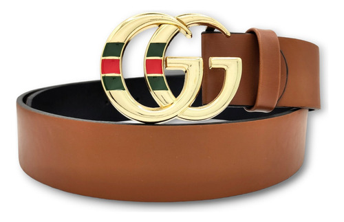 Cinturon Gg Moda Unisex Camel Diseño De La Tela Hebilla Gg Web Oro Talla Xs