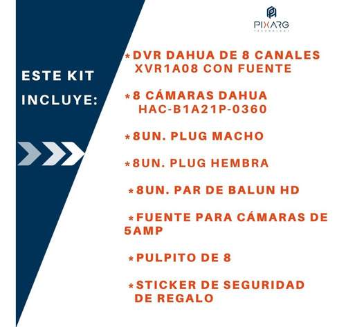 Imagen 2 de 10 de Kit 8 Camaras Seguridad 1080p Ext + Dvr Dahua 8 Canales P2p