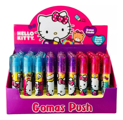 24 Gomas Push En Forma De Pluma Hello Kitty Con Aroma