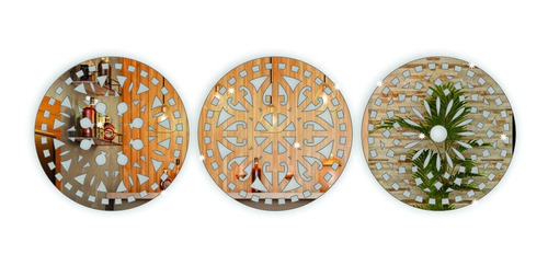 Kit Deus É Bom Em Mdf + 3 Espelhos Mandala