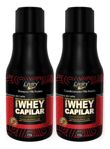 Kit Whey Protein Capilar Livity Shampoo+condicionador 250 Ml