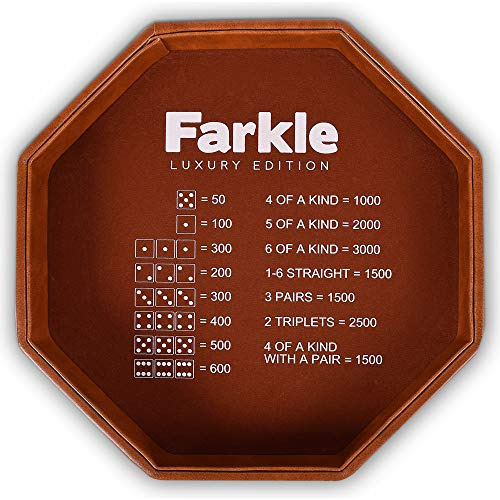 Rnk Juego Farkle De Lujo Edición Marrón Pu Piel Dados Nybme