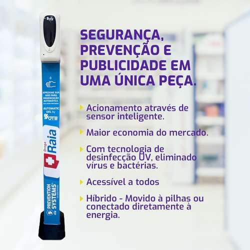 Imagem 3 de 10 de Totem Personalizado Para Álcool Em Gel Sem Colocar As Mãos