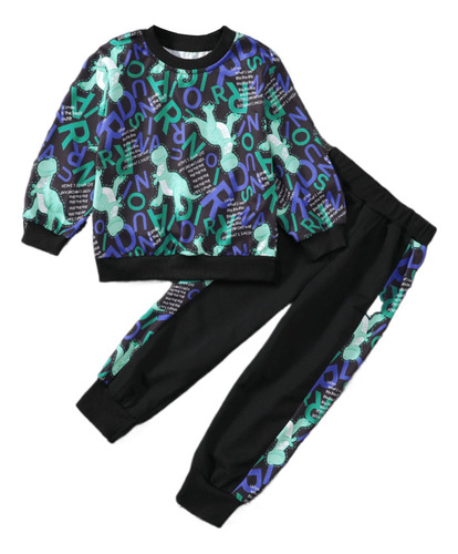 Conjunto De Sudadera Con Estampado De Dinosaurios Para Niños
