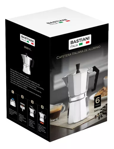 Cafetera Italiana capacidad 6 tazas Bastiani 300ml — Electroventas