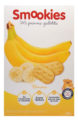 Galletitas Smookies Baby Banana 12 X 150gr - 0% Grasas Trans