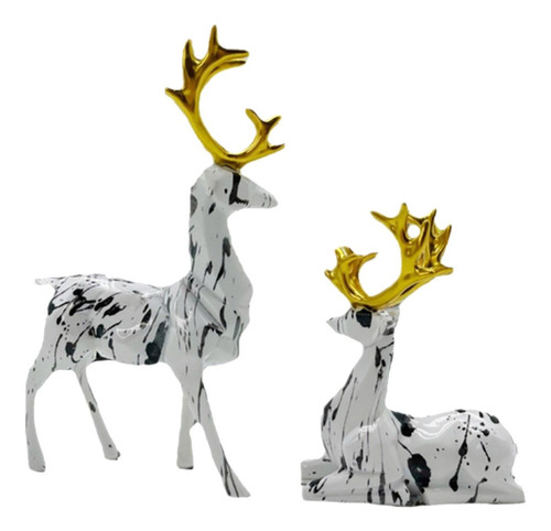 2 Figuras De Ciervos, Escultura De Animales, Miniestatua De