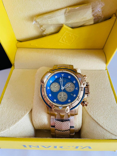 Reloj Invicta Subaqua Dorado Fondo Azul Caballero Full Set